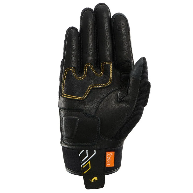 Gants Moto Cuir Femme Furygan JET NEON D3O® LADY Noir-Blanc-Or | Été
