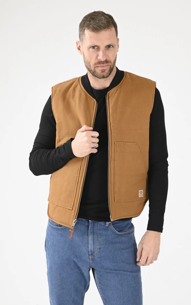 Veste sans manches coton cognac