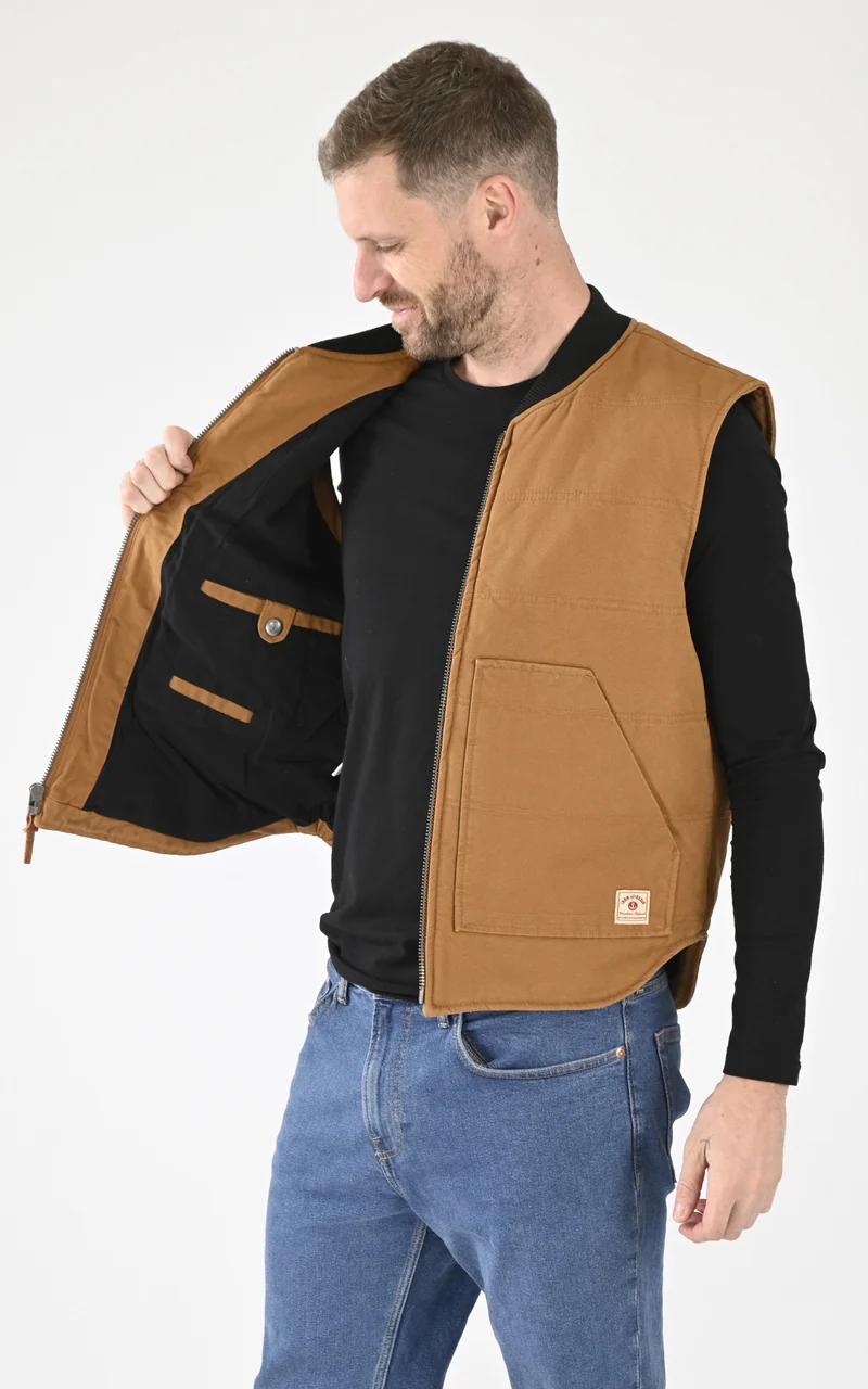 Veste sans manches coton cognac