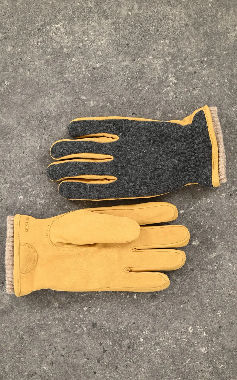 Gants en cuir et laine jaune