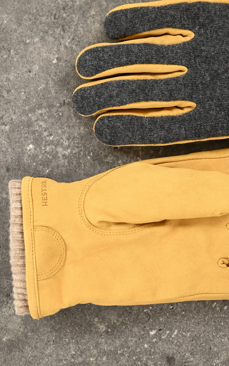 Gants en cuir et laine jaune