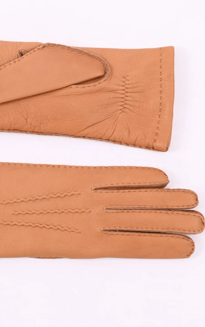 Gants en cuir de cerf camel