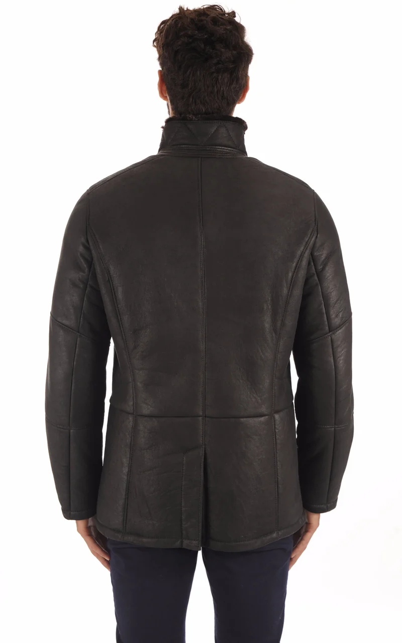 Veste peau lainée agneau entrefino noir