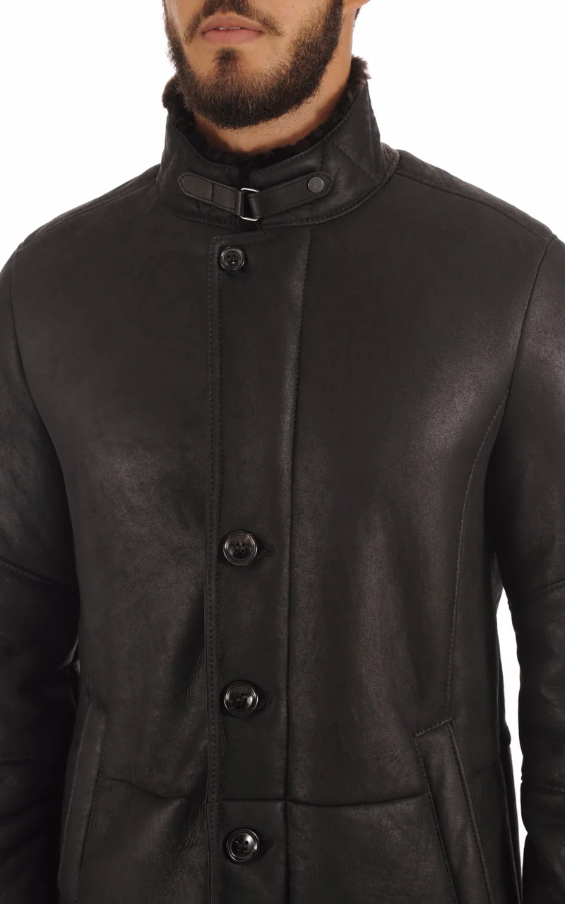 Veste peau lainée agneau entrefino noir