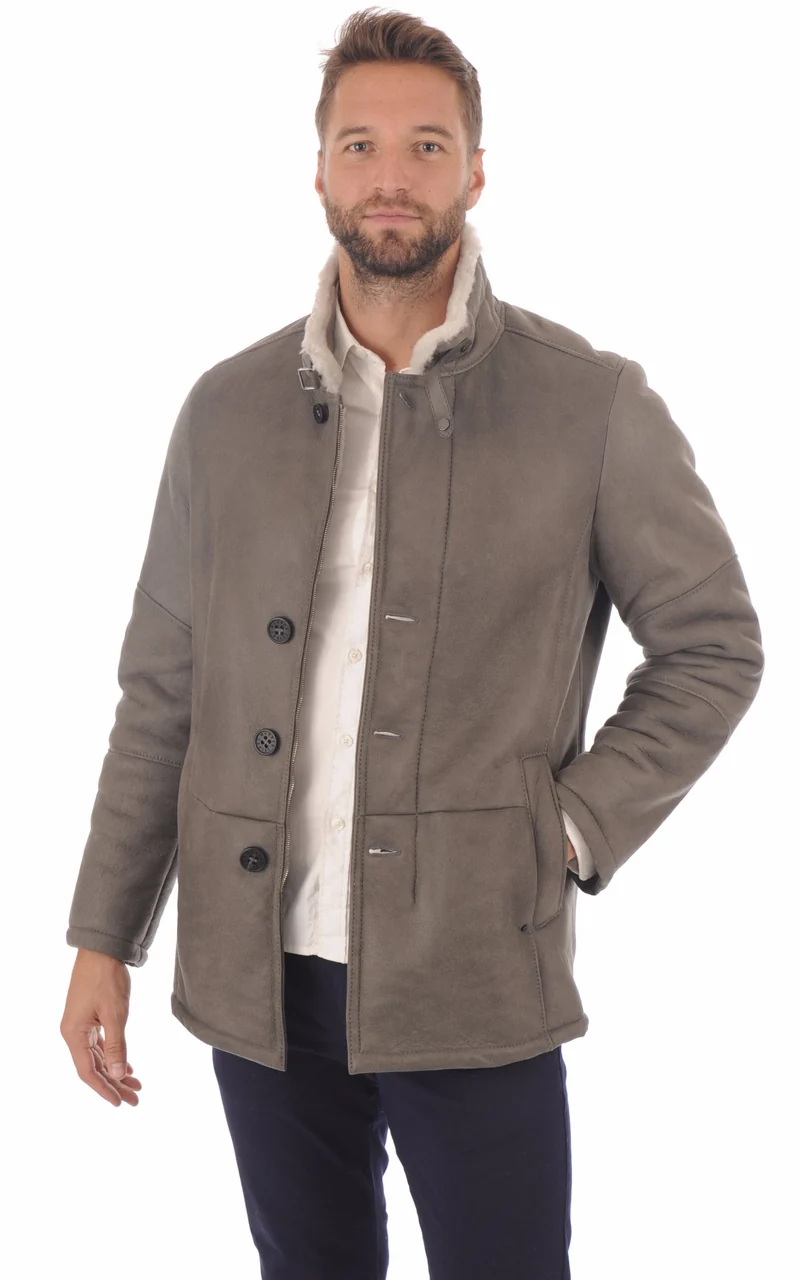Veste peau lainée agneau entrefino taupe