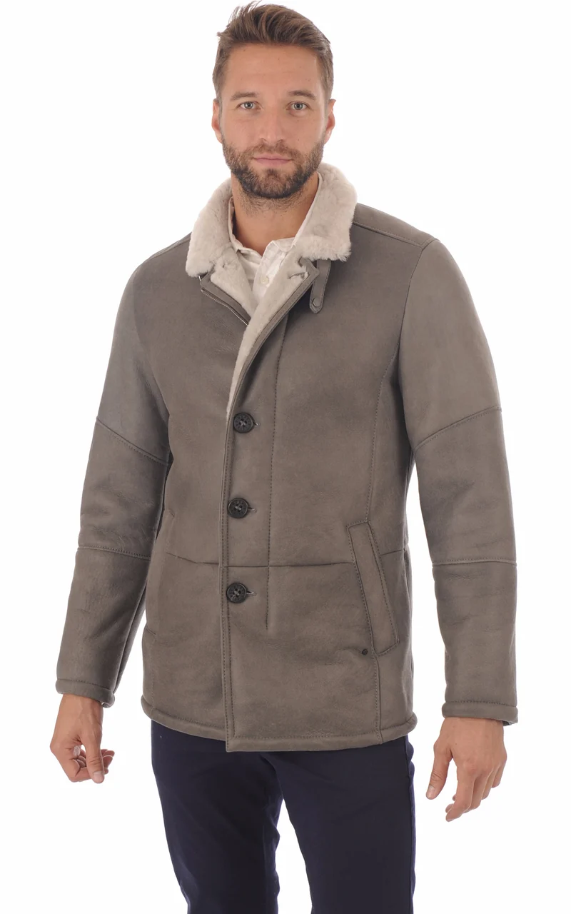 Veste peau lainée agneau entrefino taupe