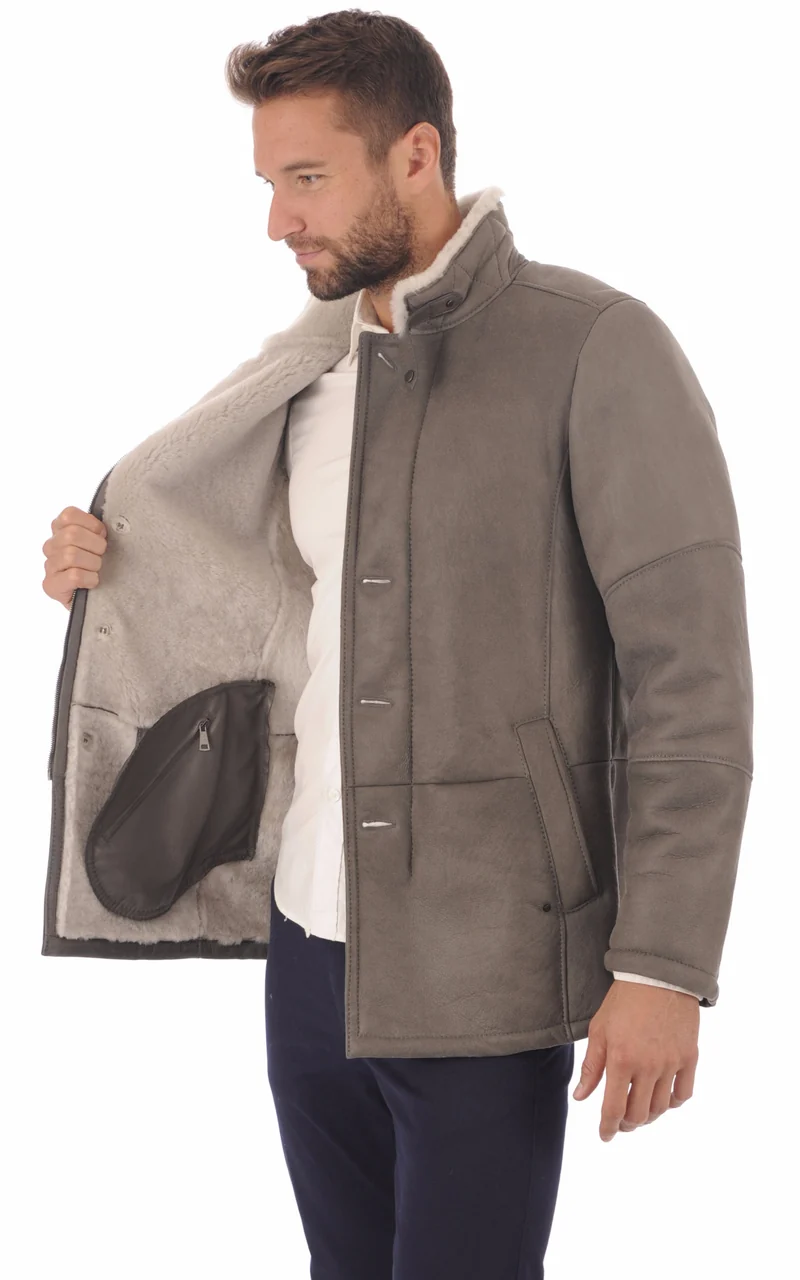 Veste peau lainée agneau entrefino taupe
