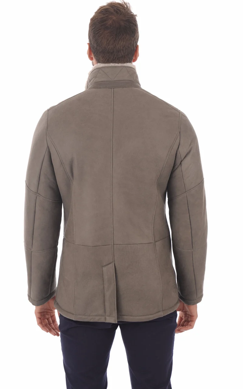 Veste peau lainée agneau entrefino taupe