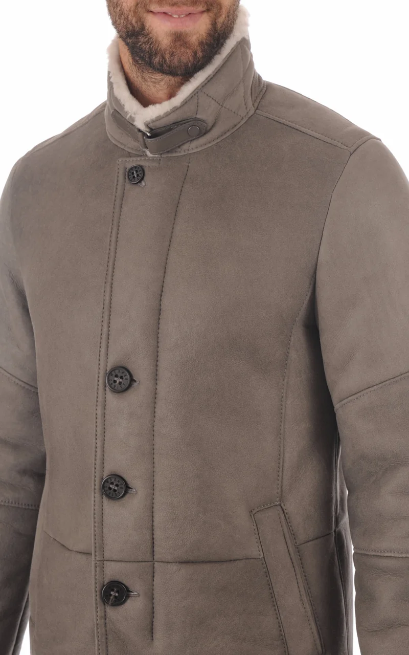 Veste peau lainée agneau entrefino taupe