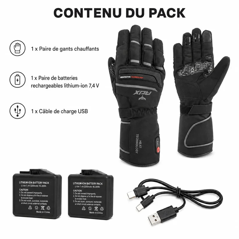 Gants Chauffants Moto Hiver | HeatPro™