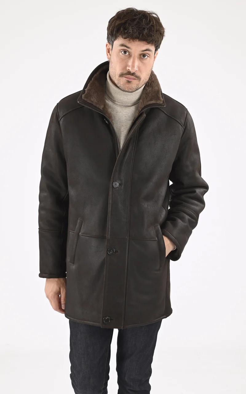 Veste peau lainée Guillaume marron