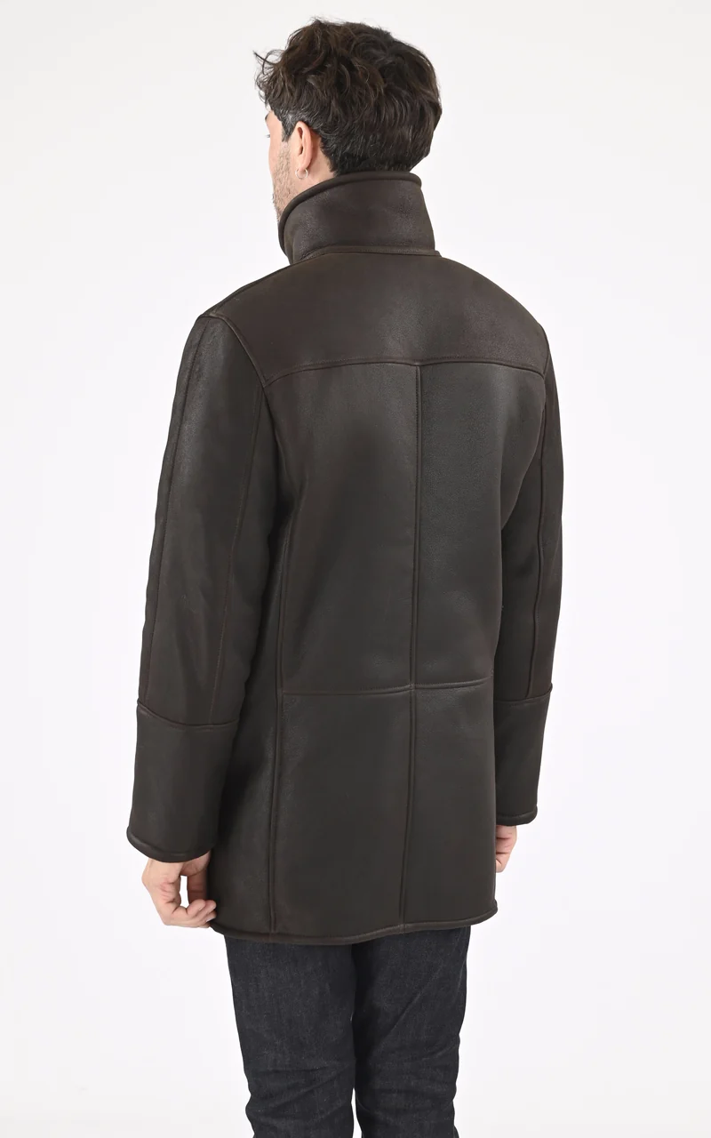 Veste peau lainée Guillaume marron