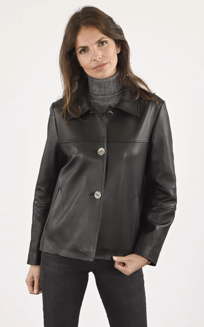 Veste confort cuir noir