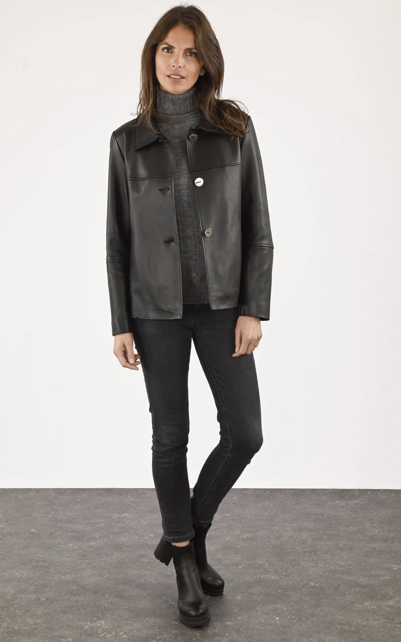 Veste confort cuir noir