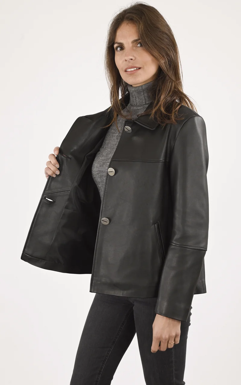 Veste confort cuir noir