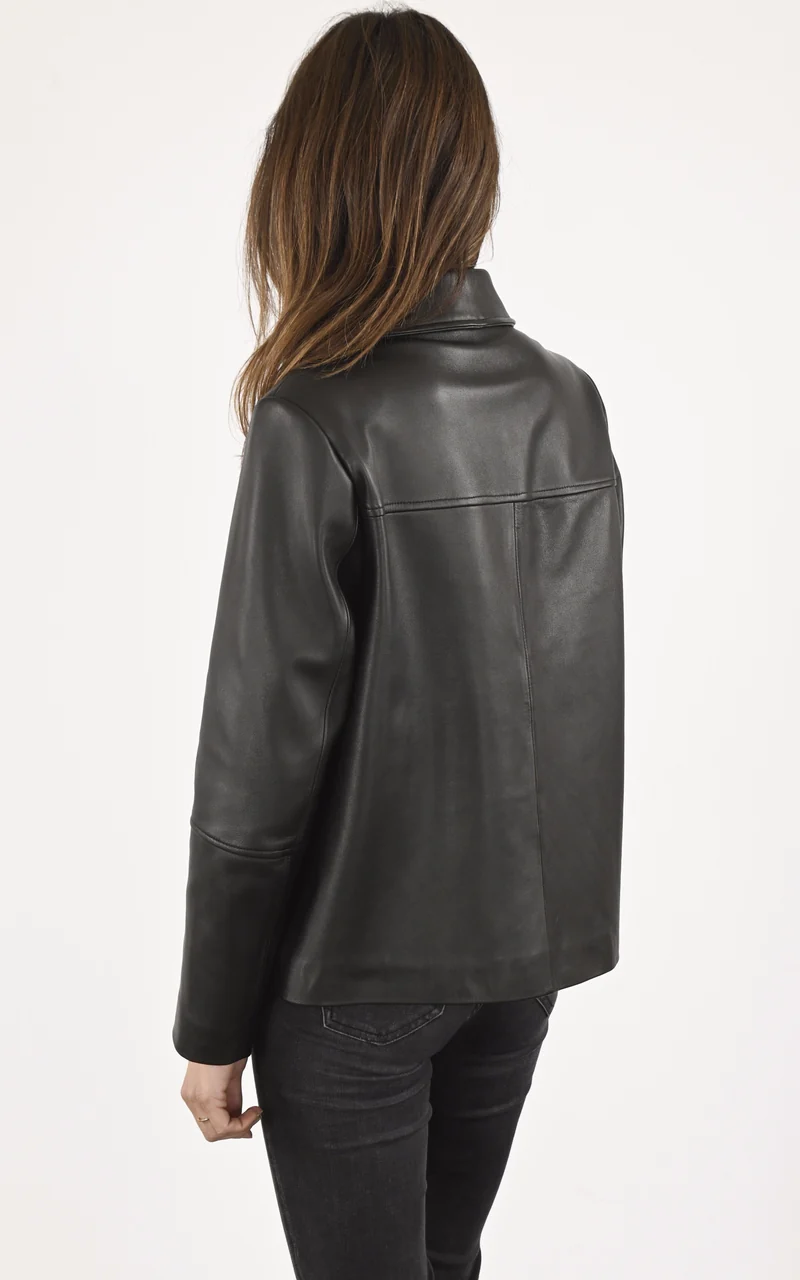 Veste confort cuir noir