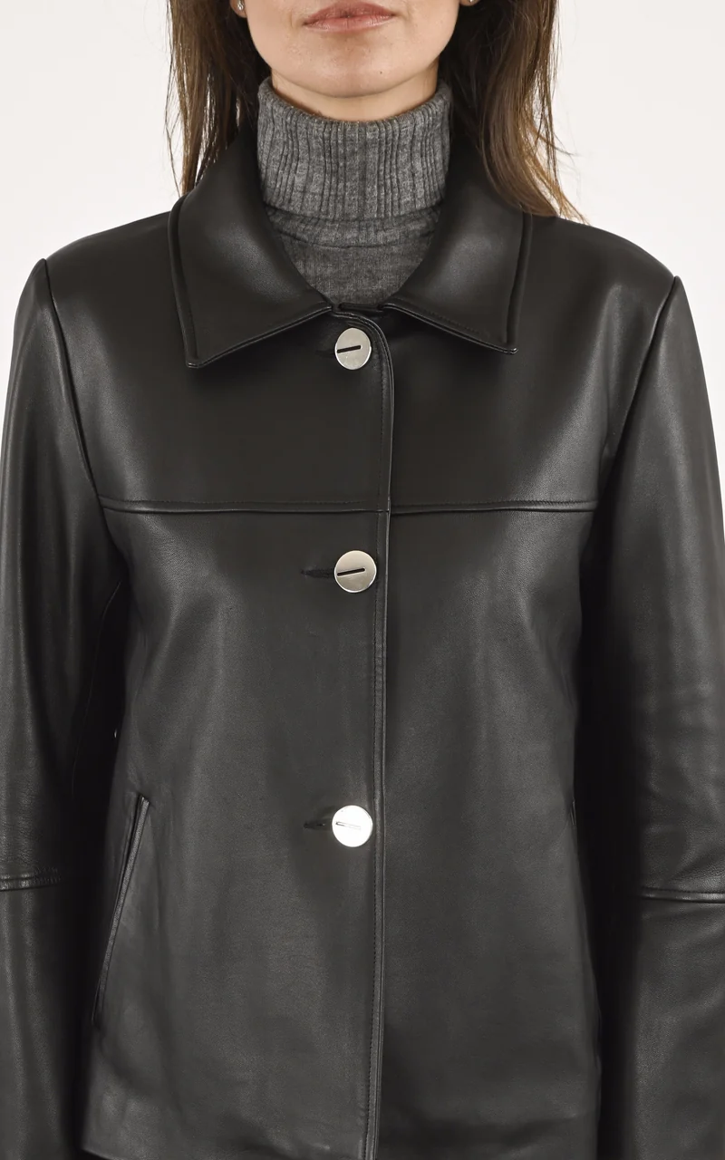 Veste confort cuir noir