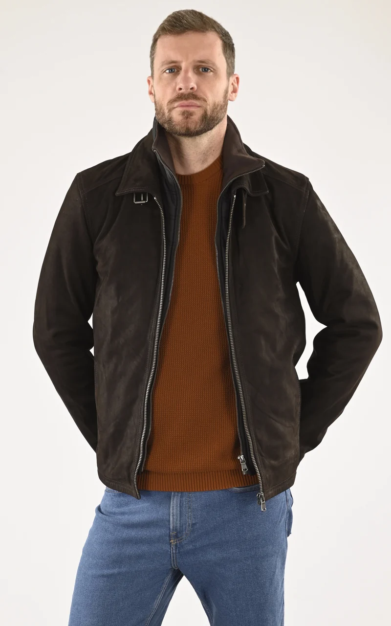 Veste cuir nubuck Ford marron