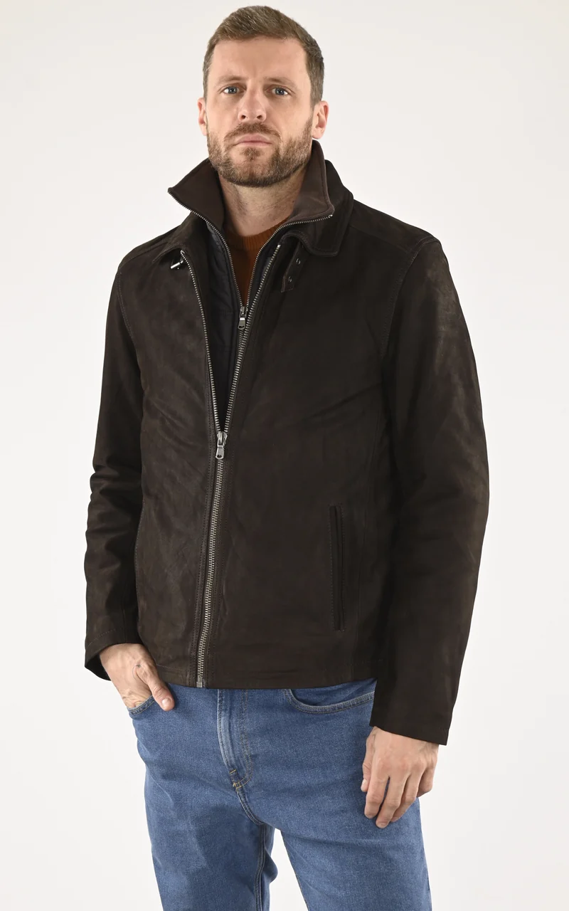 Veste cuir nubuck Ford marron