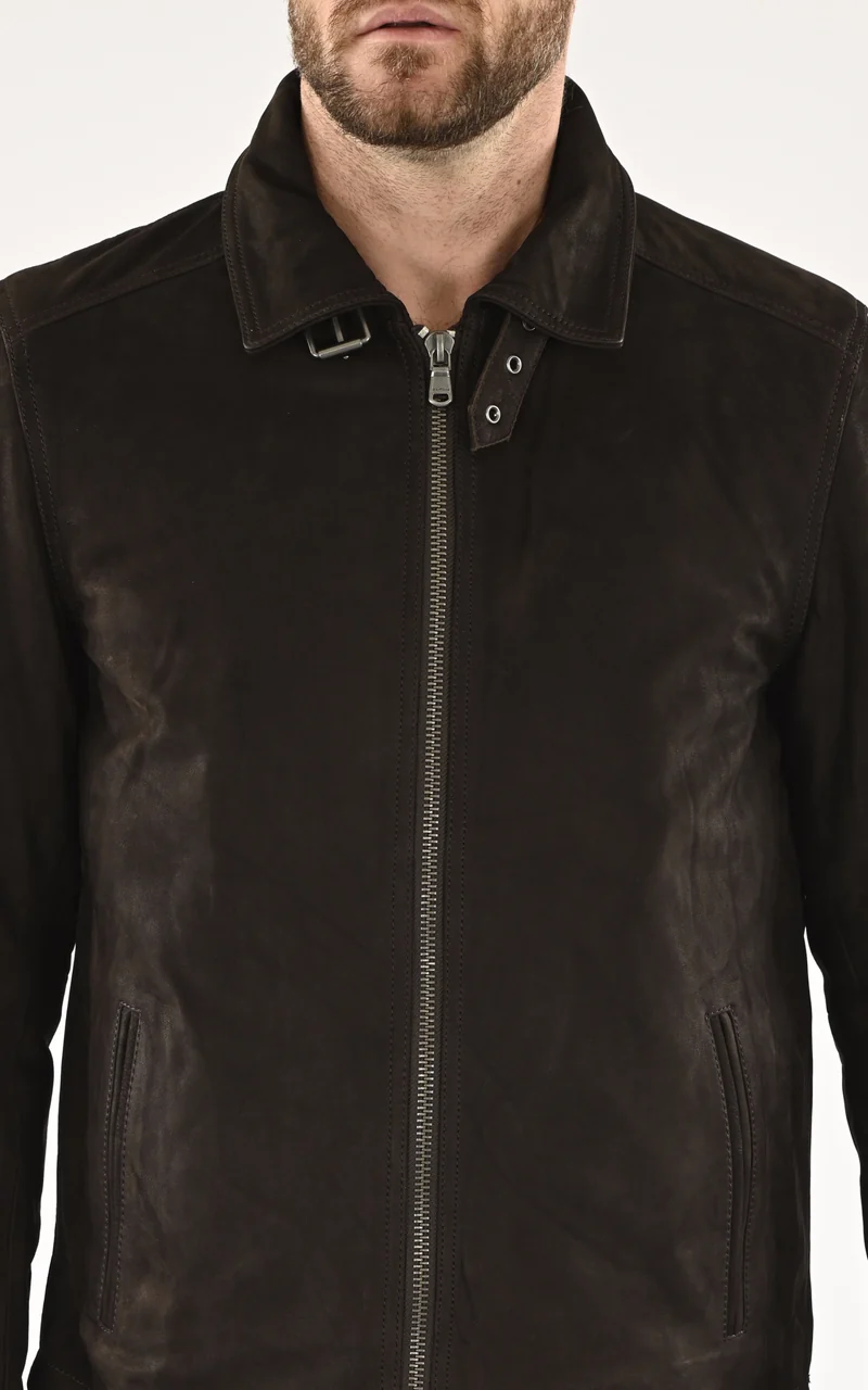 Veste cuir nubuck Ford marron