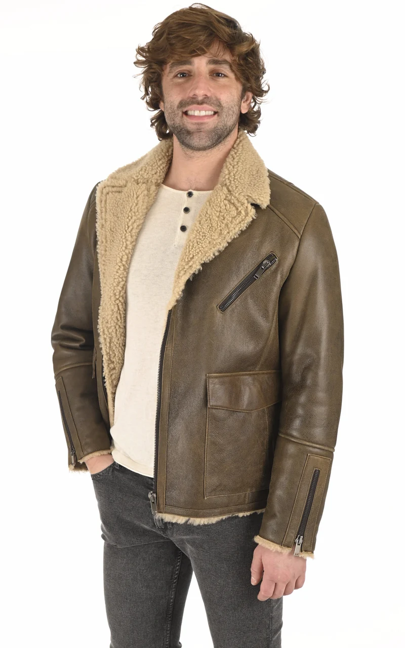 Veste agneau vieilli Biel taupe