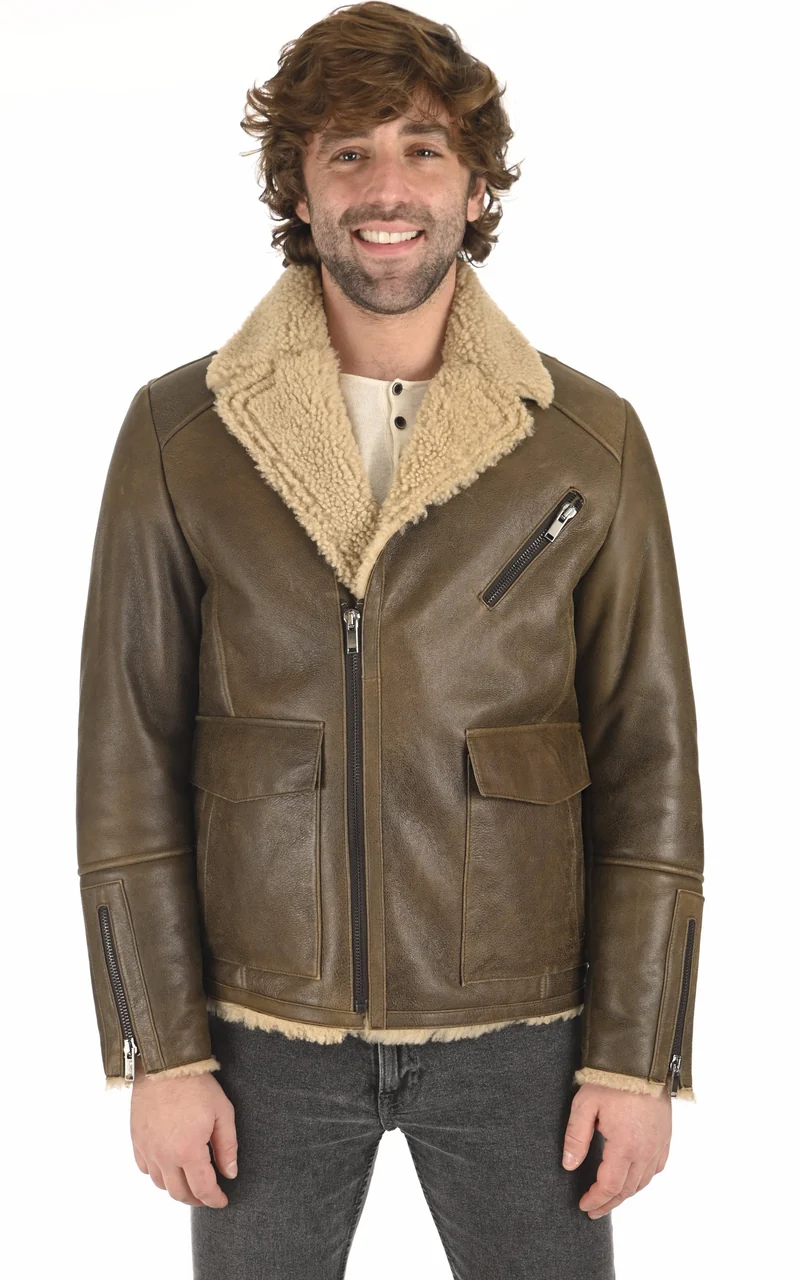 Veste agneau vieilli Biel taupe