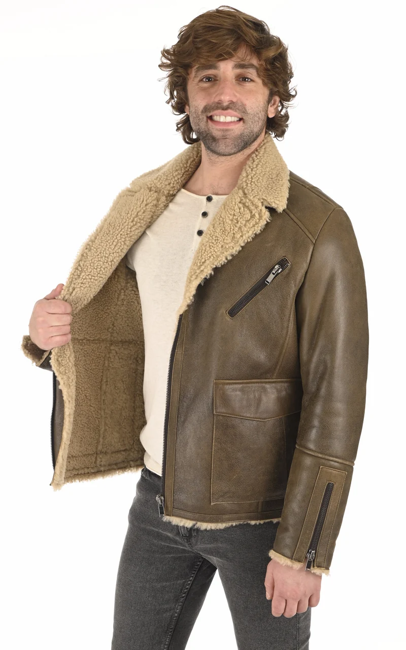 Veste agneau vieilli Biel taupe
