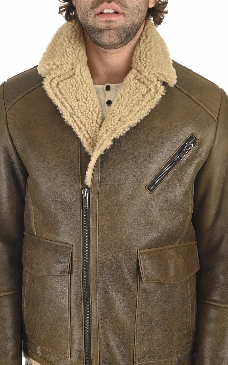 Veste agneau vieilli Biel taupe