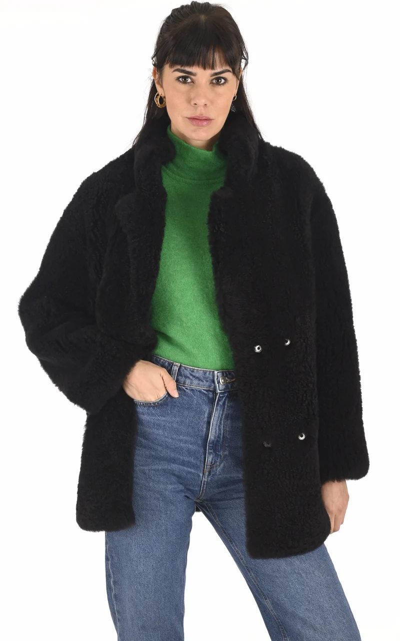 Veste peau lainée réversible Any noir