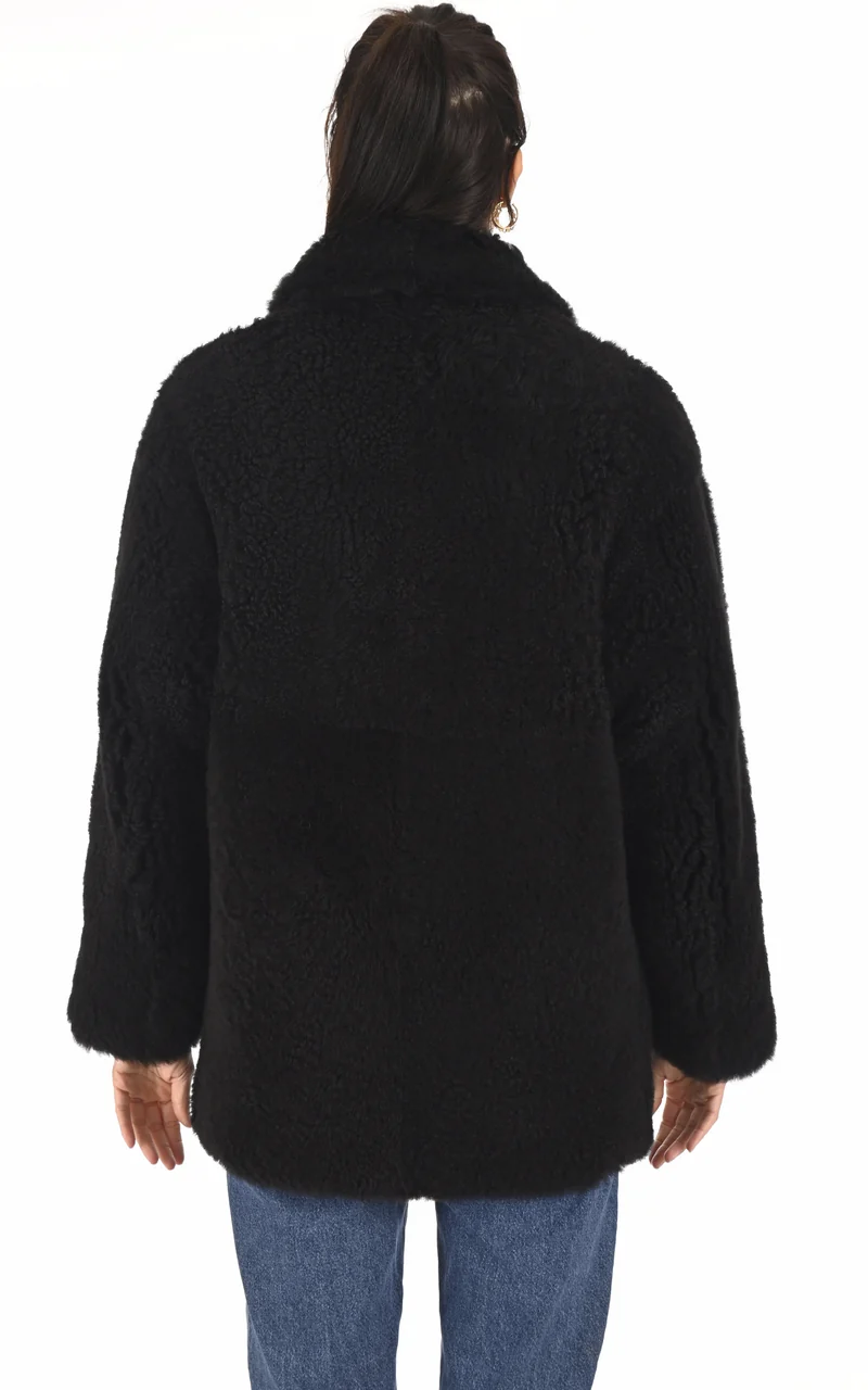 Veste peau lainée réversible Any noir
