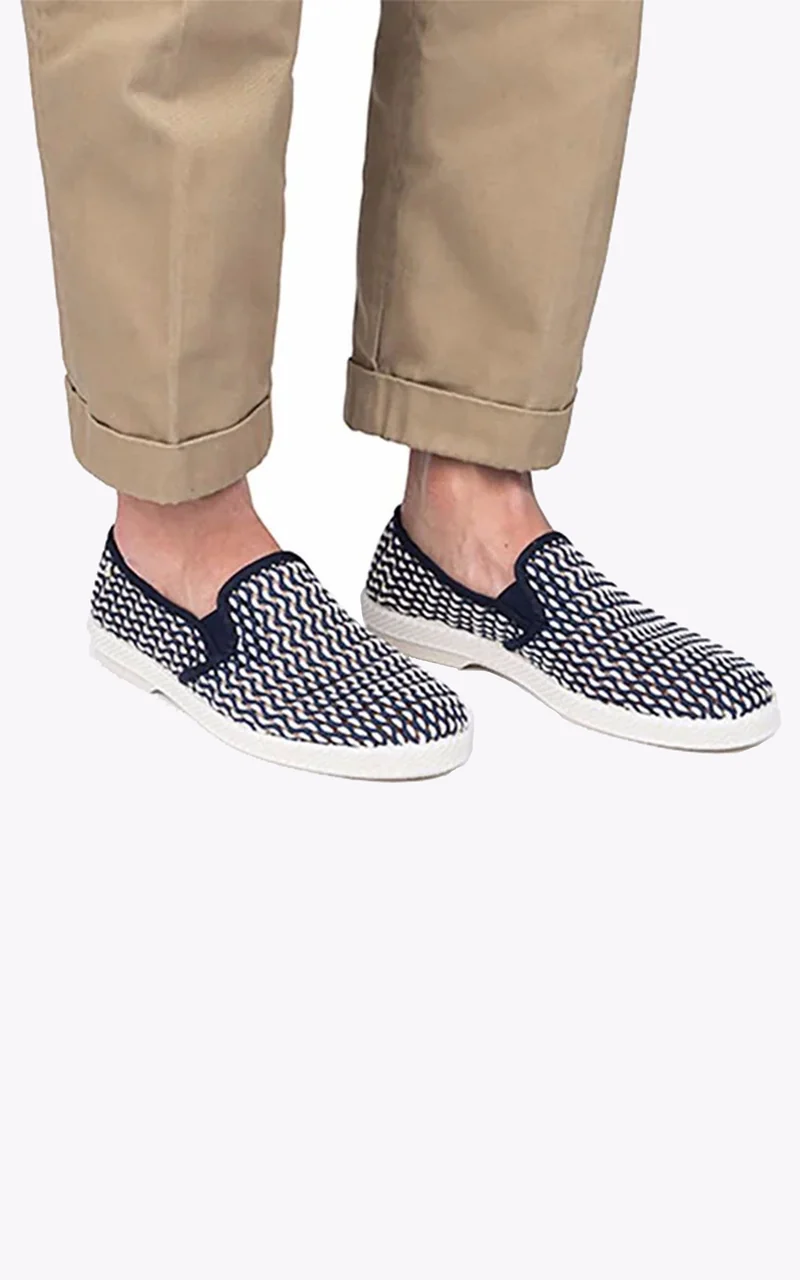 Mocassins tressés bleu