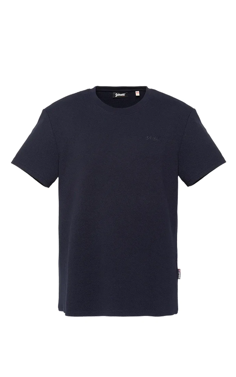 T-shirt maille effet gaufré bleu marine