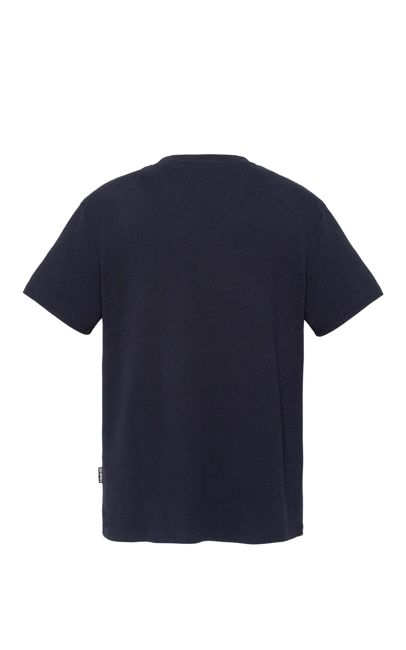 T-shirt maille effet gaufré bleu marine