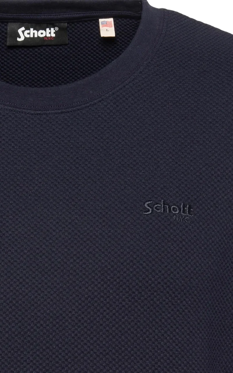 T-shirt maille effet gaufré bleu marine