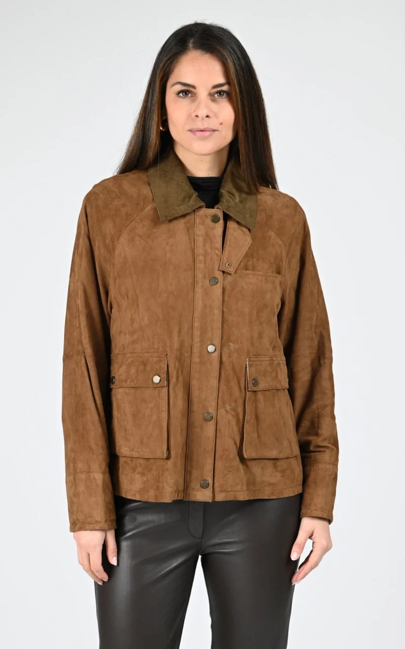 Veste croute de cuir Missouri cognac
