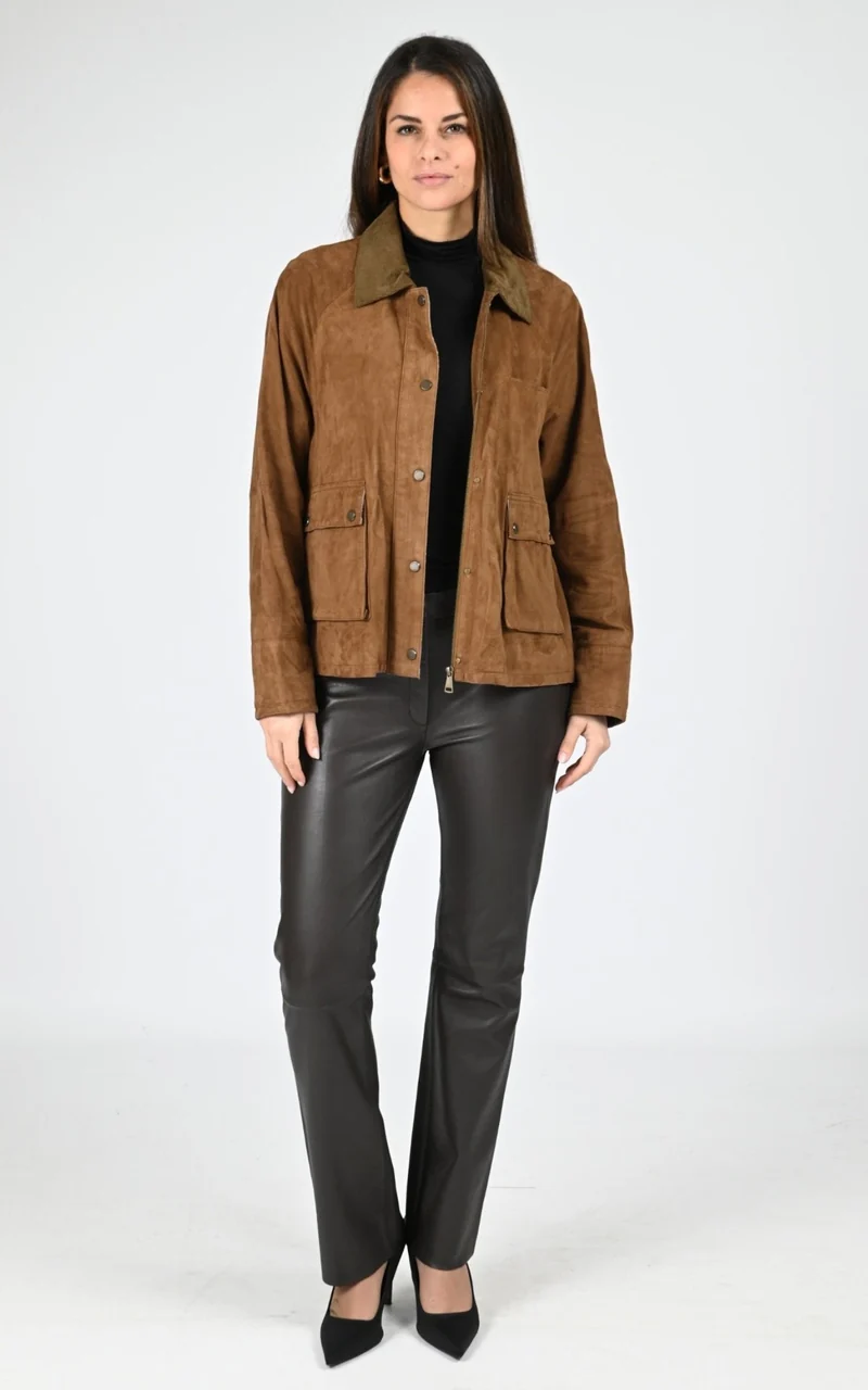 Veste croute de cuir Missouri cognac