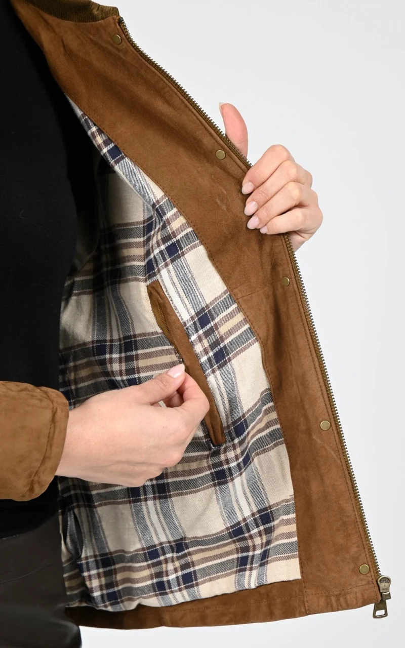 Veste croute de cuir Missouri cognac