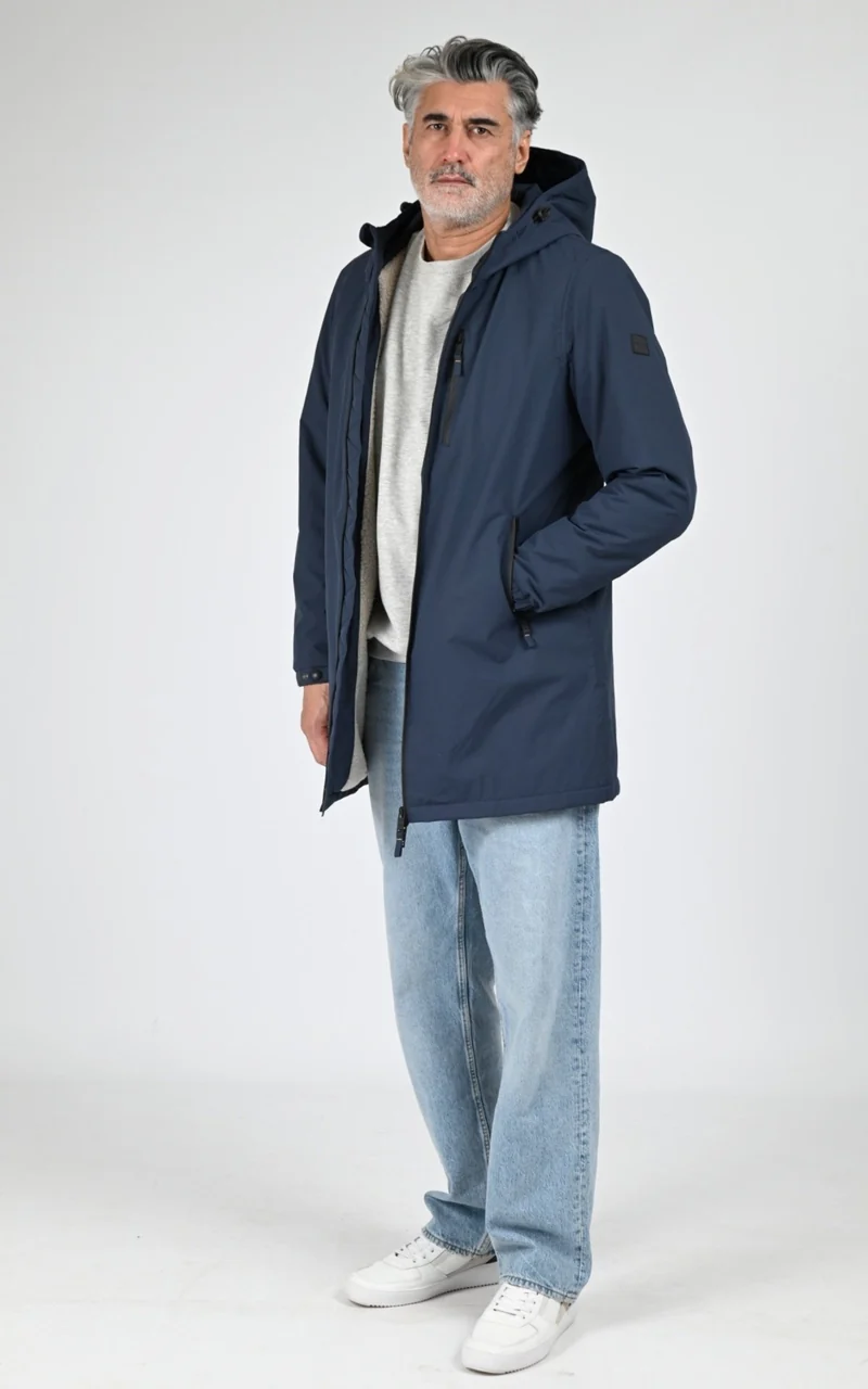 Parka longue sherpa Regen bleu marine