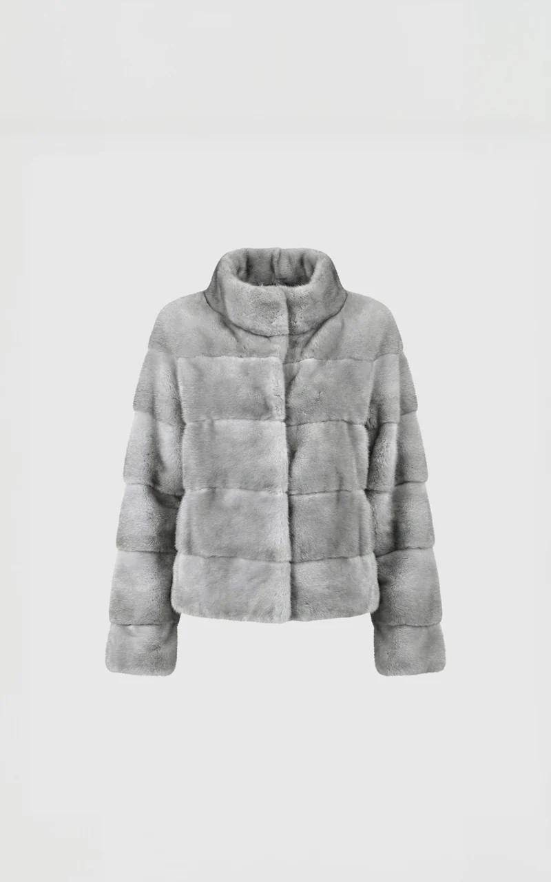 Veste en vison gris perle