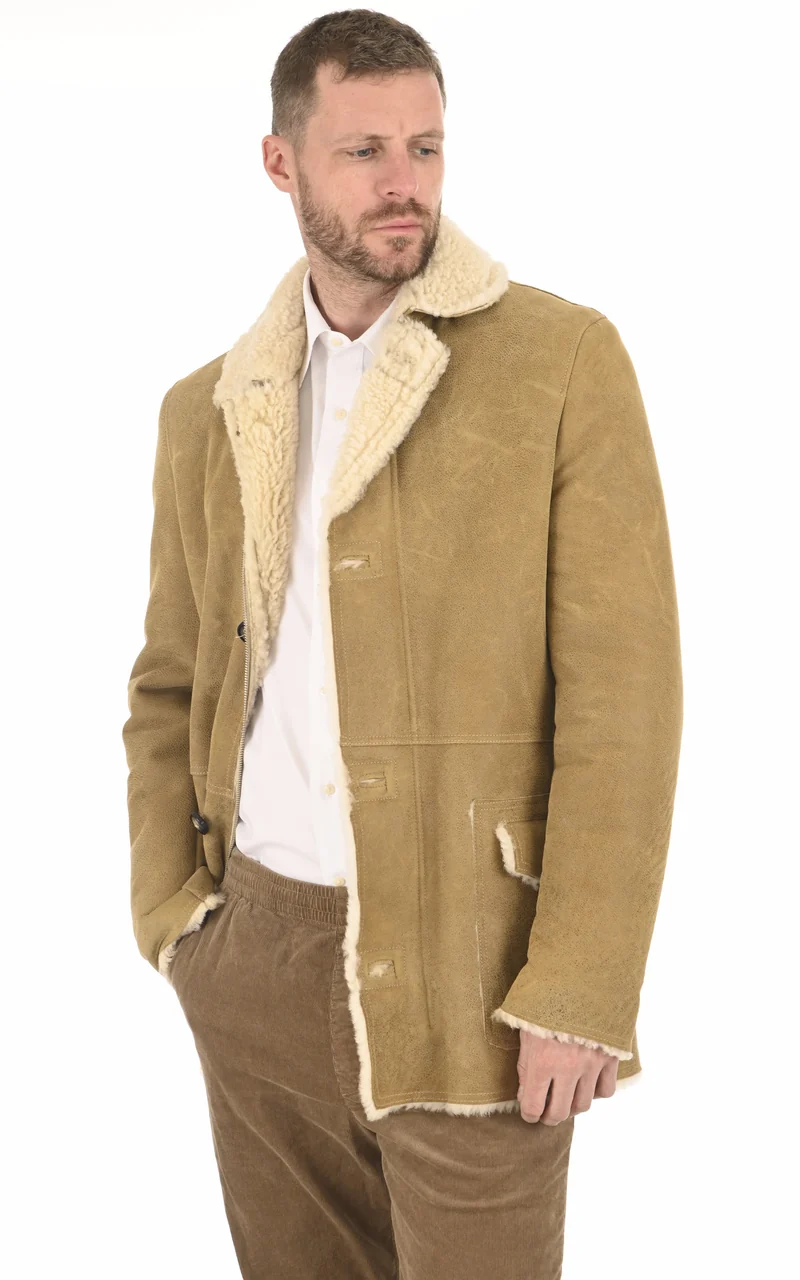 Veste peau lainée Eric beige