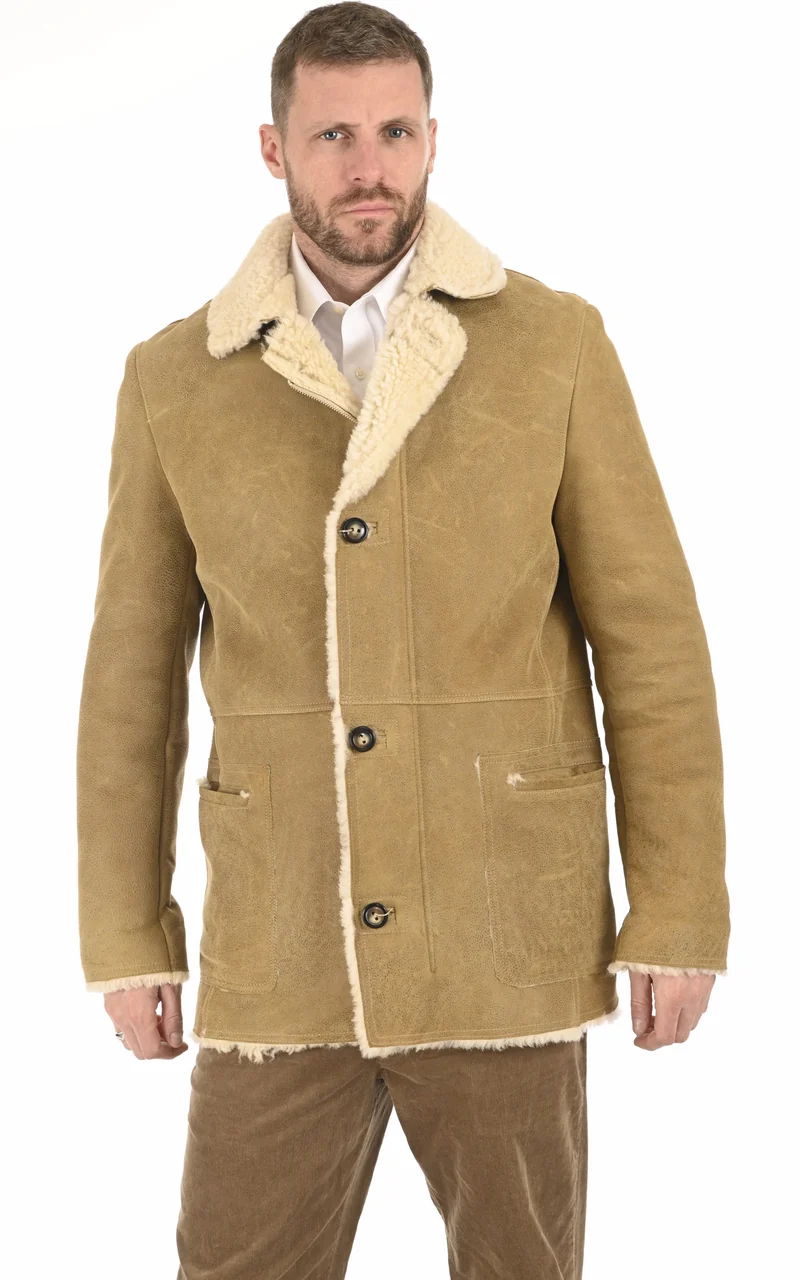 Veste peau lainée Eric beige