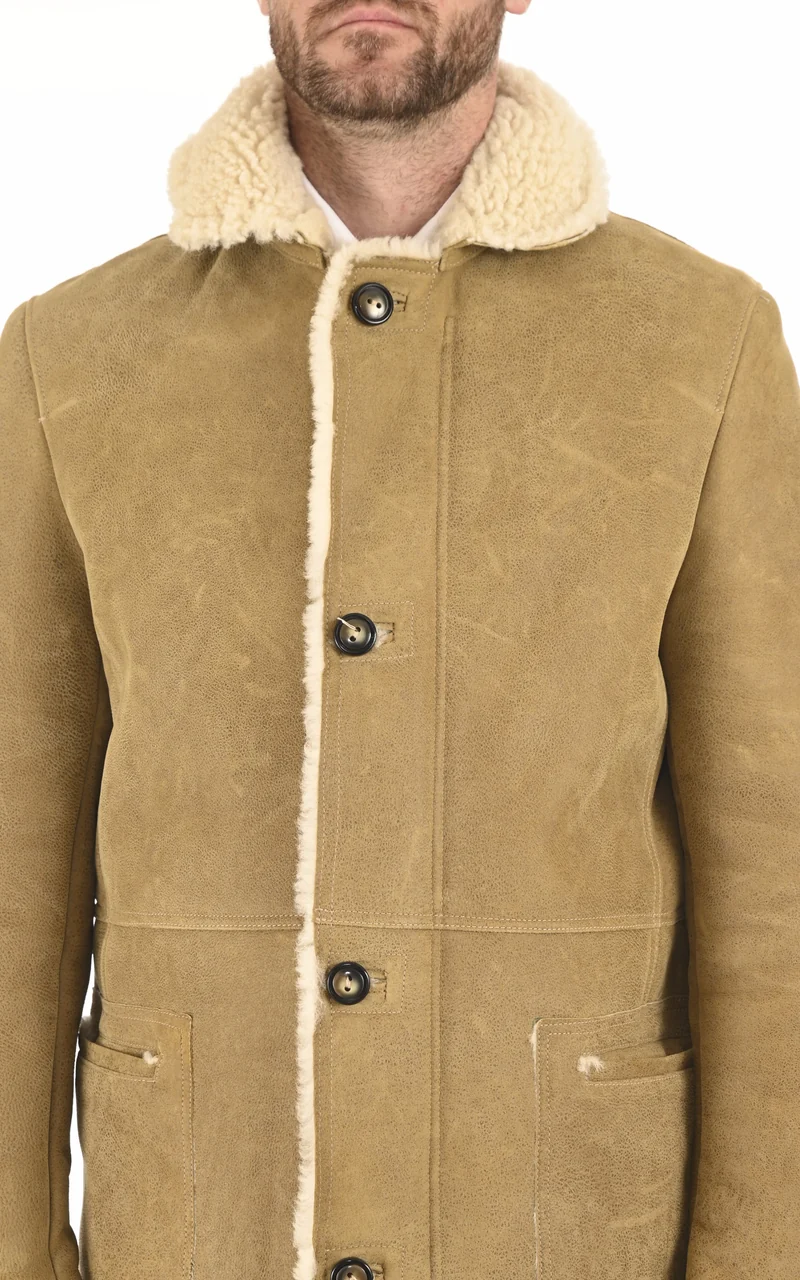 Veste peau lainée Eric beige