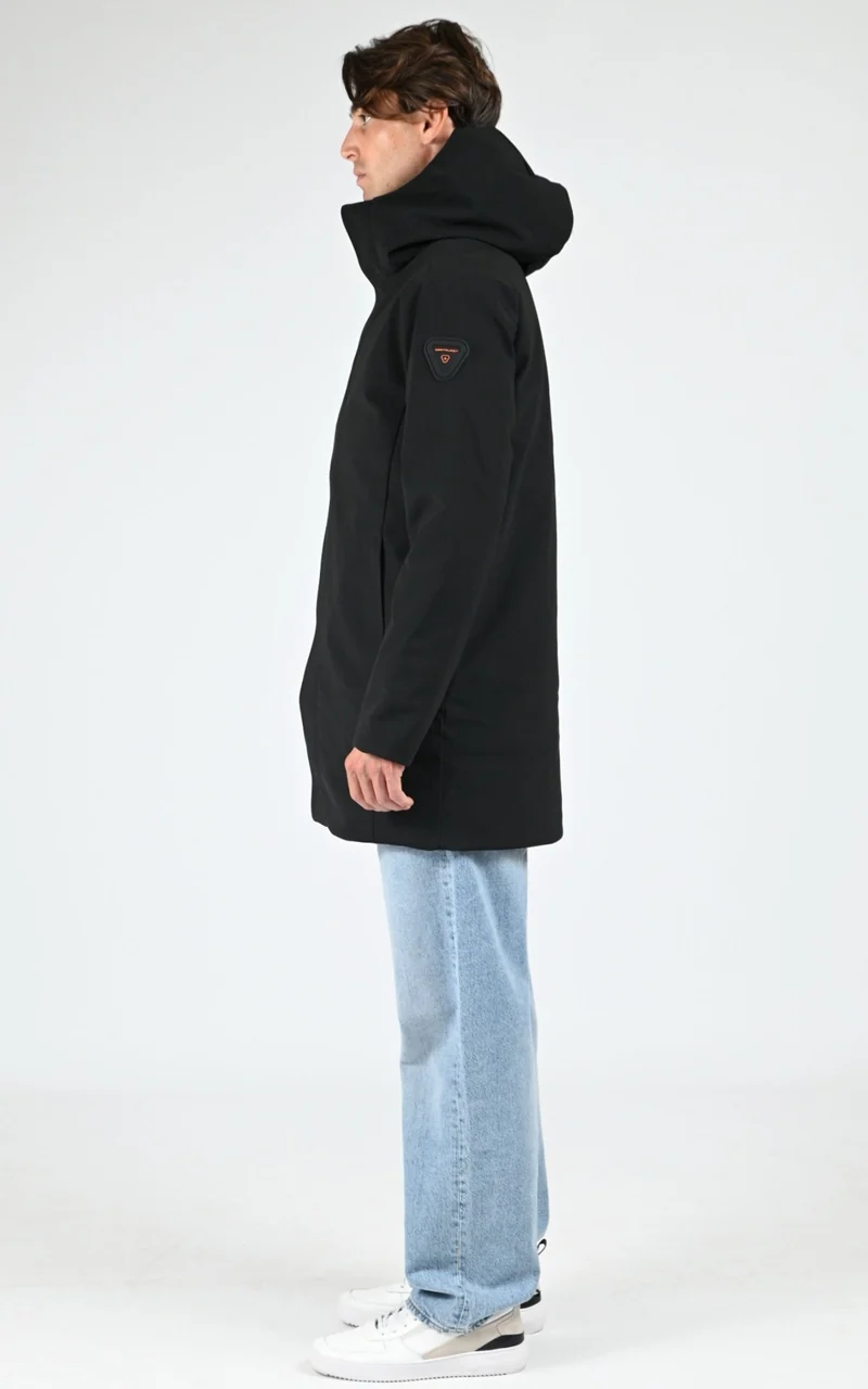 Parka longue à capuche noir
