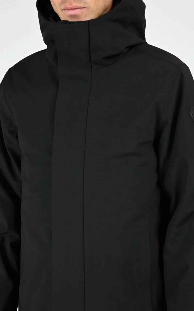 Parka longue à capuche noir