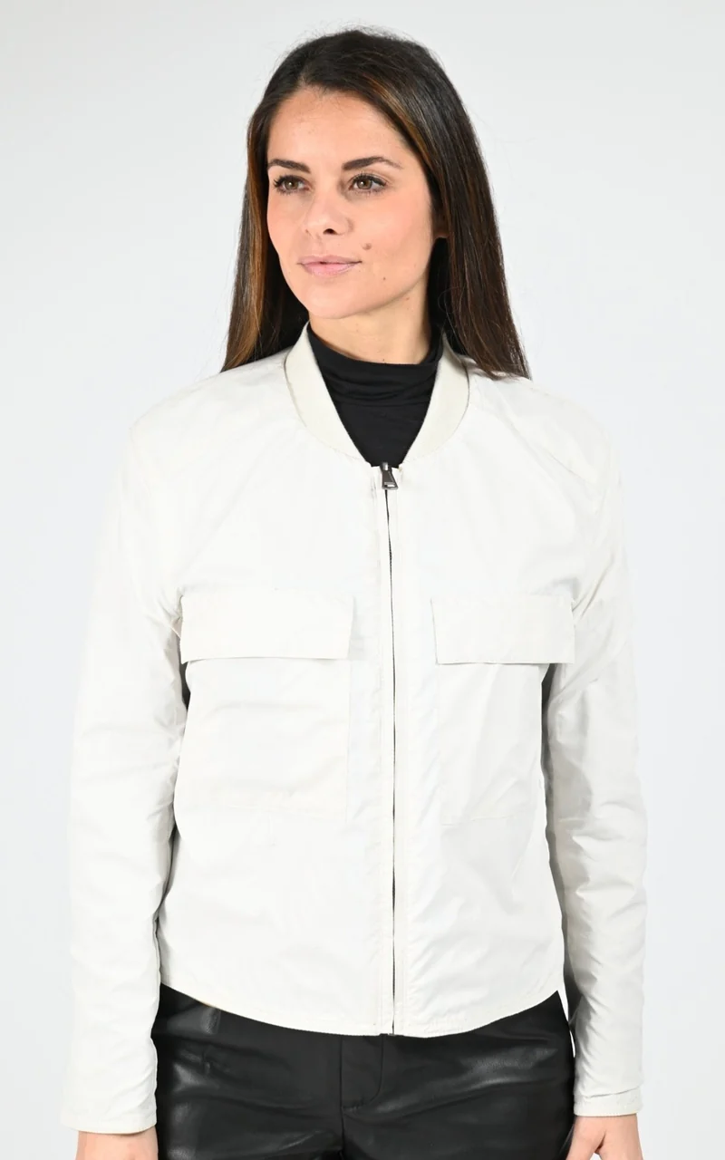 Veste réversible cuir d'agneau taupe