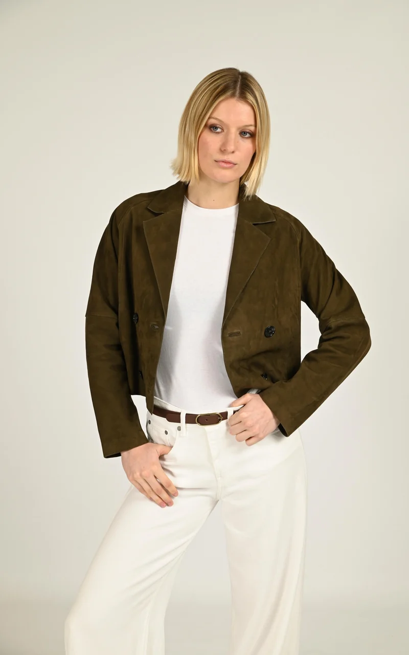 Veste courte en daim Alex kaki