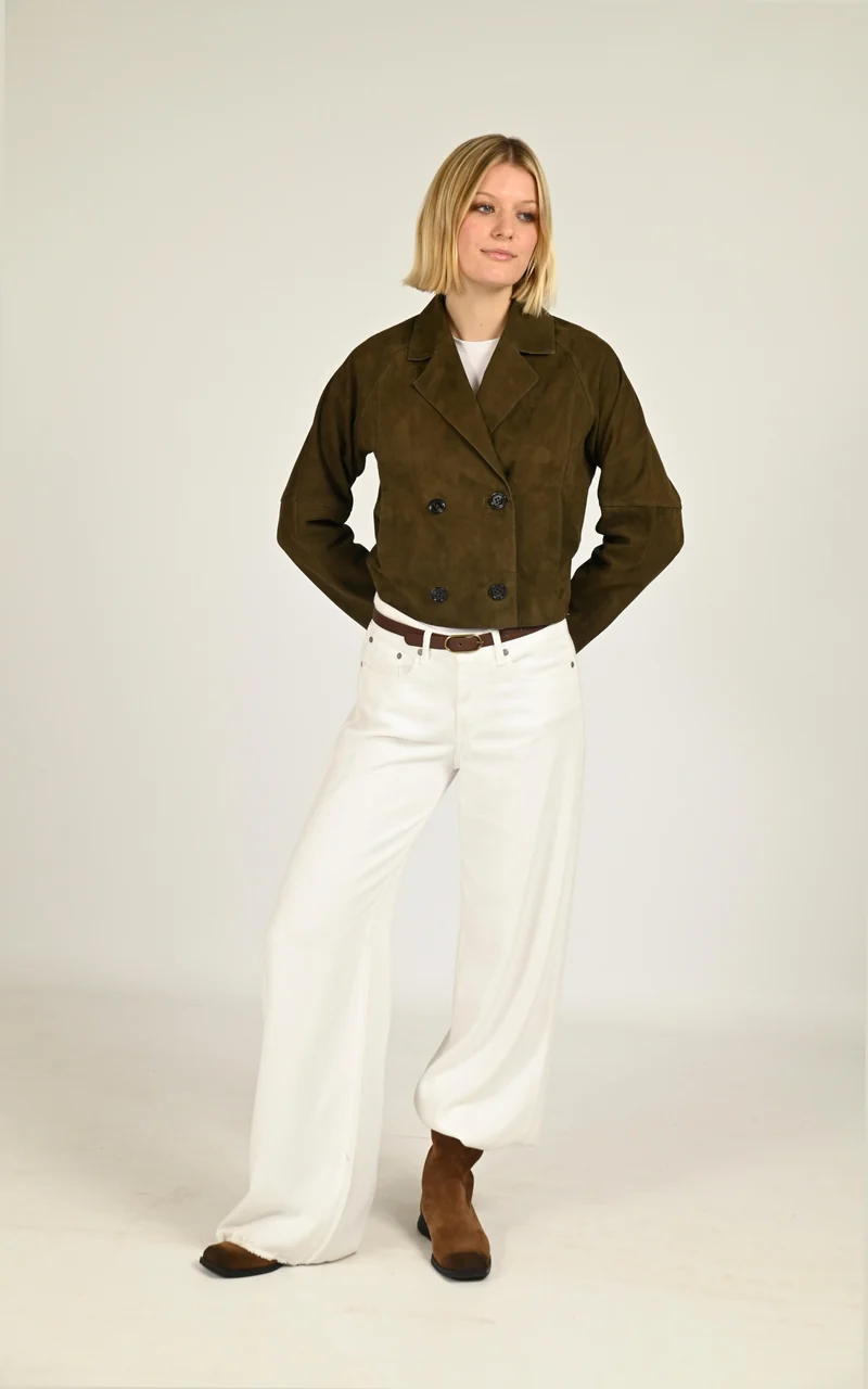 Veste courte en daim Alex kaki