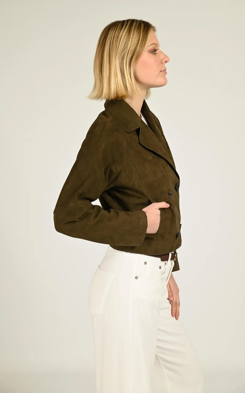 Veste courte en daim Alex kaki