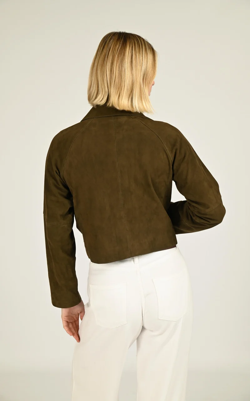 Veste courte en daim Alex kaki