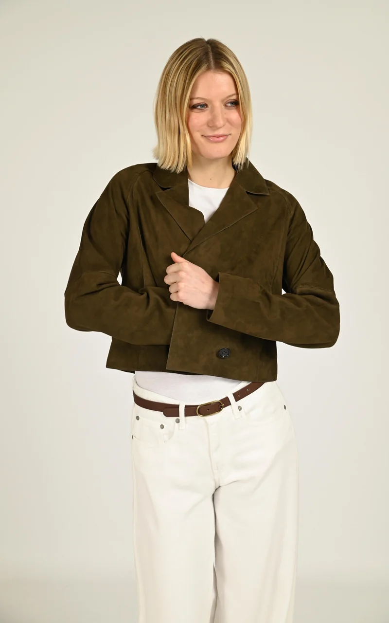 Veste courte en daim Alex kaki